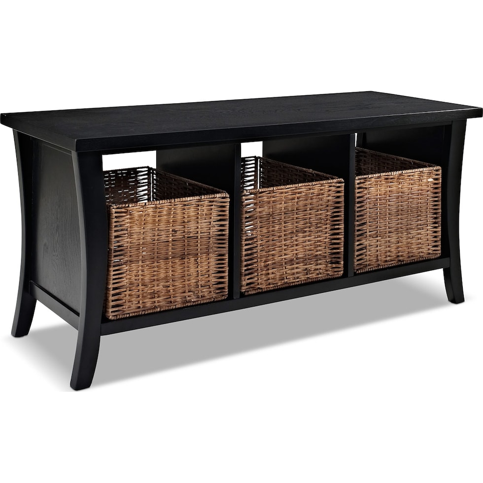 mae black entryway storage bench   