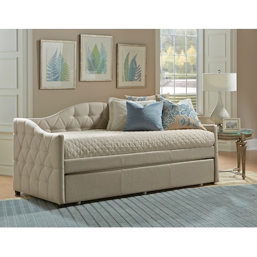 Mae Twin Upholstered Trundle Daybed - Beige