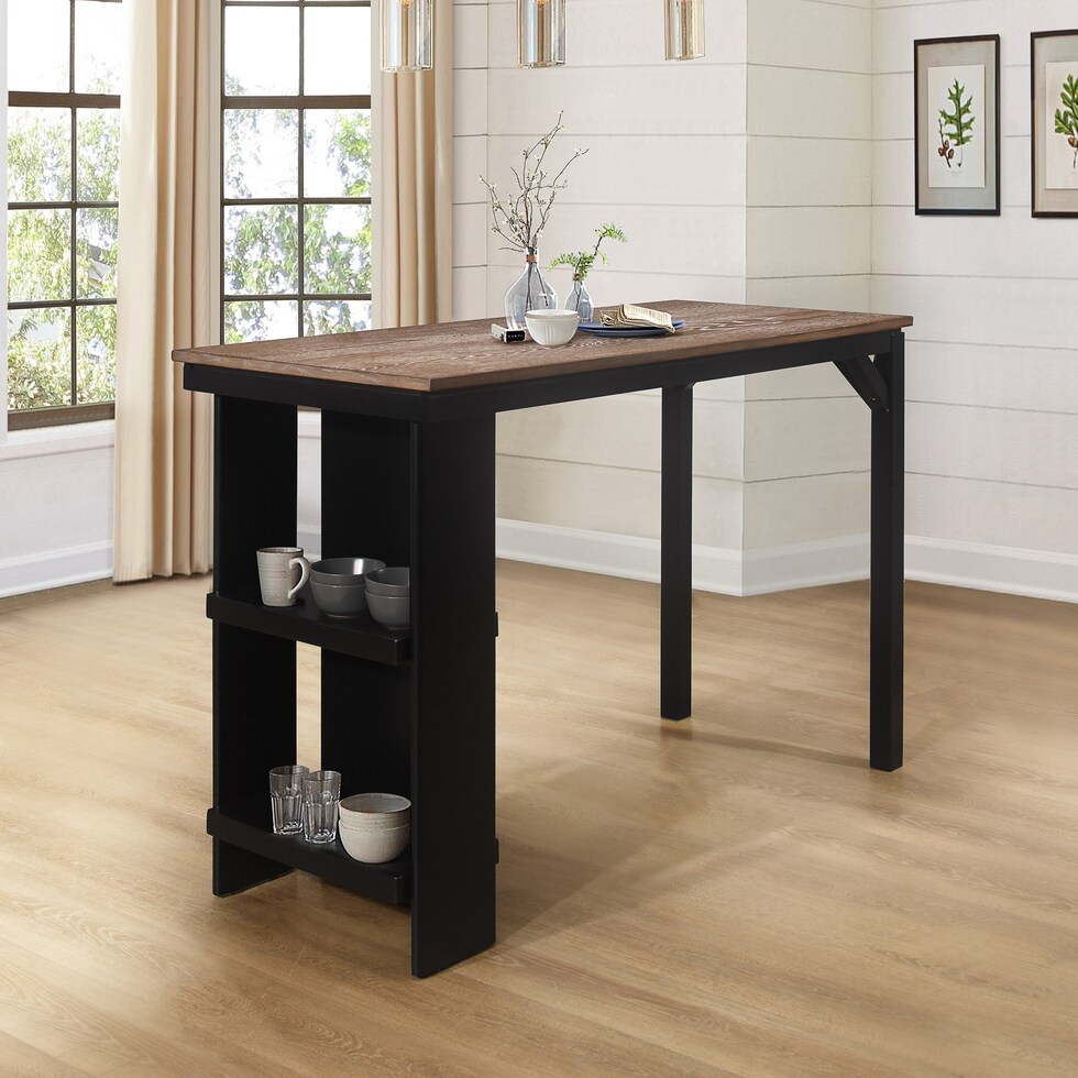 maeve black and oak counter height dining table   