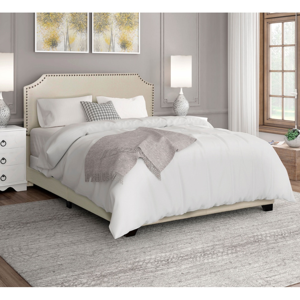 maeve white queen upholstered bed   