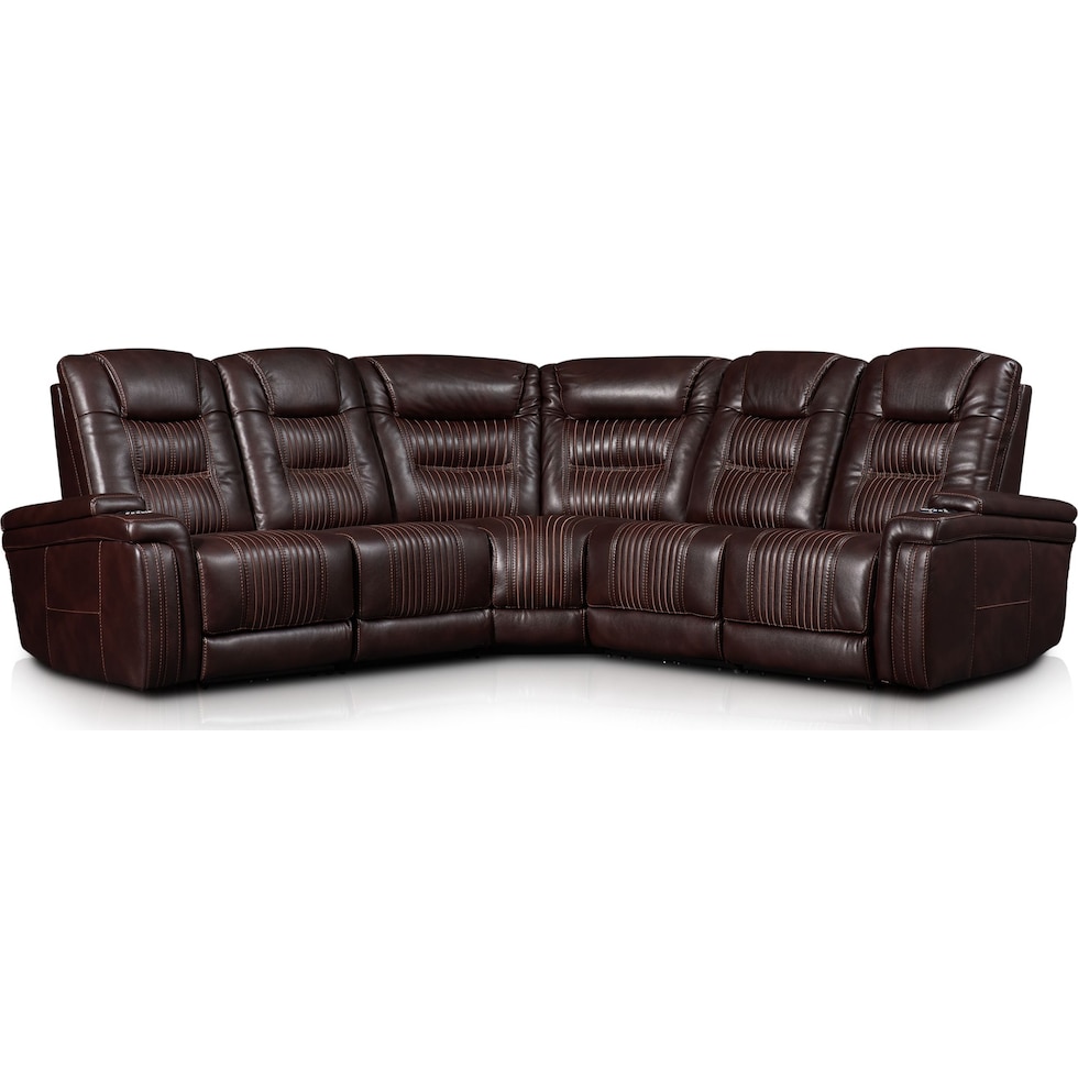 magnus dark brown  pc power reclining sectional   