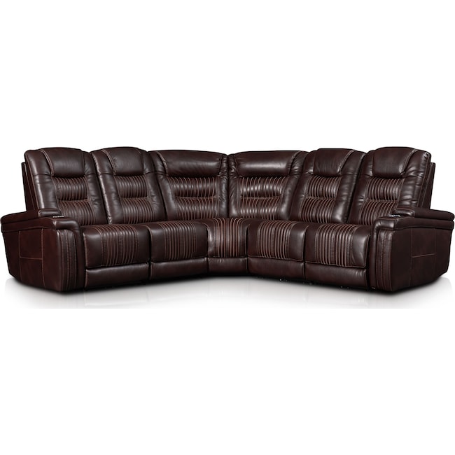 Living Room Furniture - Magnus 5-Piece Triple-Power Reclining Sectional with 3 Reclining Seats