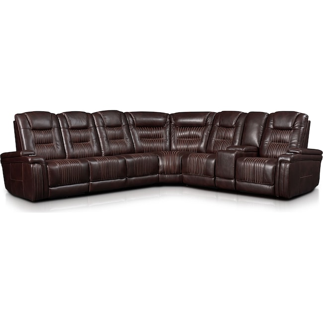 Living Room Furniture - Magnus 7-Piece Triple-Power Reclining Sectional with 3 Reclining Seats