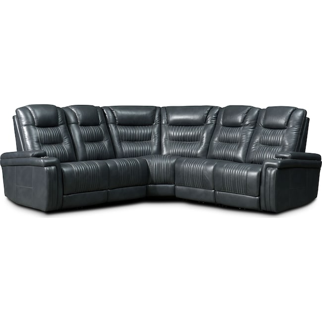 Living Room Furniture - Magnus 5-Piece Triple-Power Reclining Sectional with 3 Reclining Seats
