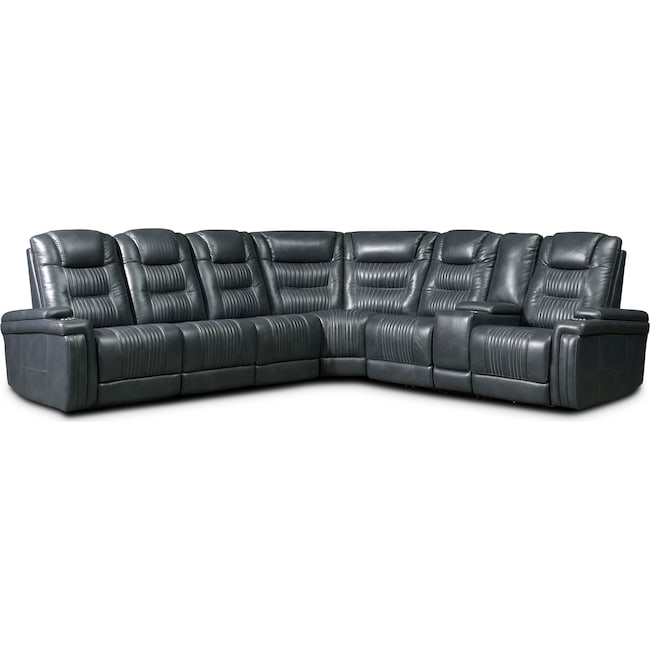Living Room Furniture - Magnus 7-Piece Triple-Power Reclining Sectional with 3 Reclining Seats