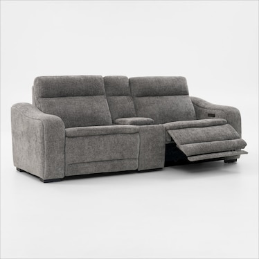 Majestic Dual-Power 3-Piece Reclining Loveseat with Console - Charcoal