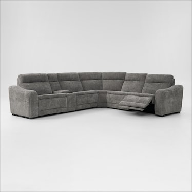 Majestic Dual-Power 6-Piece Reclining Sectional with Console - Charcoal