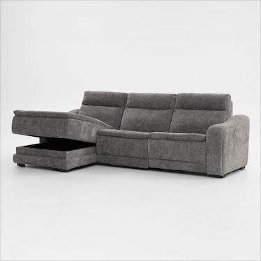 Majestic Dual-Power 3-Piece Reclining Sectional with Chaise - Charcoal