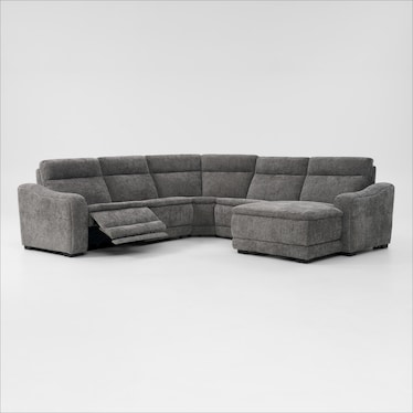 Majestic Dual-Power 5-Piece Reclining Sectional with Chaise - Charcoal