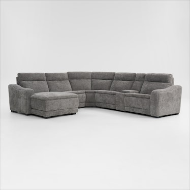 Majestic Dual-Power 6-Piece Reclining Sectional with Chaise and Console