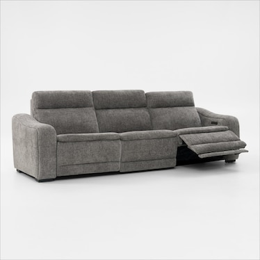 Majestic Dual-Power 3-Piece Reclining Sofa with Drop-Down Table - Charcoal