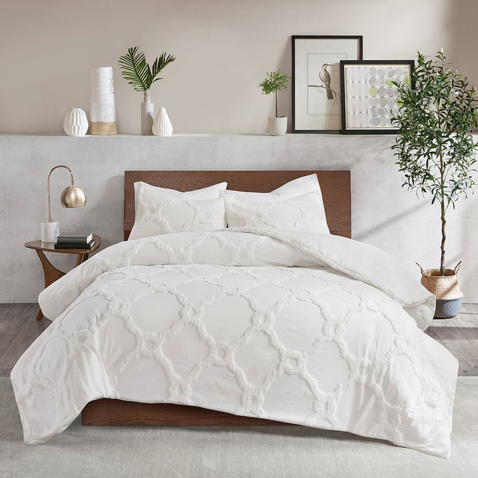 makayla white full queen bedding set   