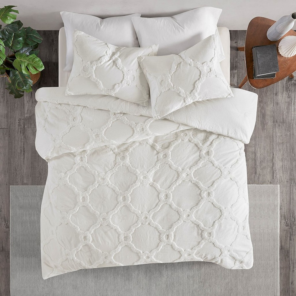 makayla white king california king bedding set   