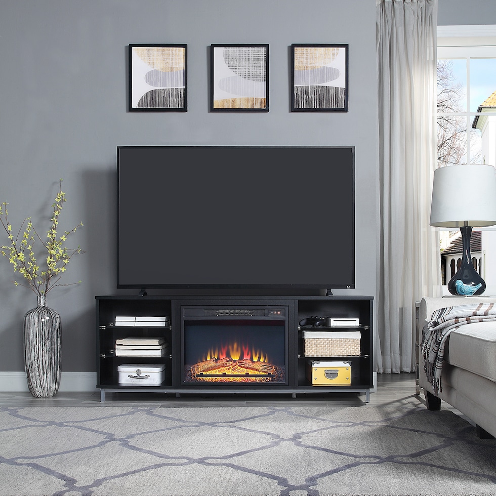 mallorie black fireplace tv stand   