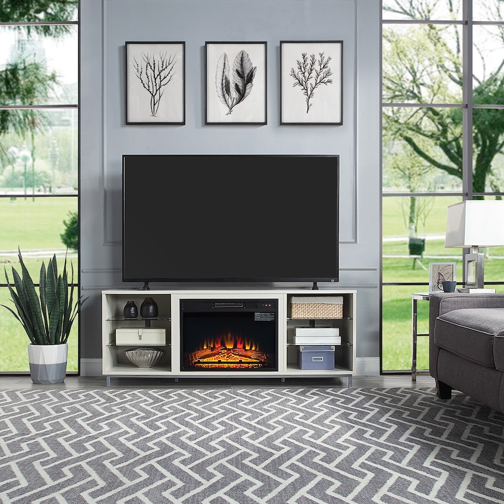 mallorie neutral fireplace tv stand   