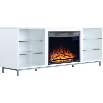 Mallorie TV Stand with Fireplace - White