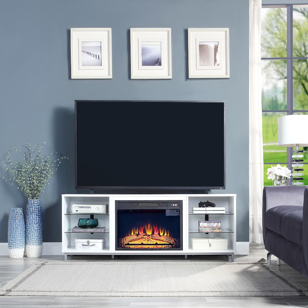 mallorie white fireplace tv stand   