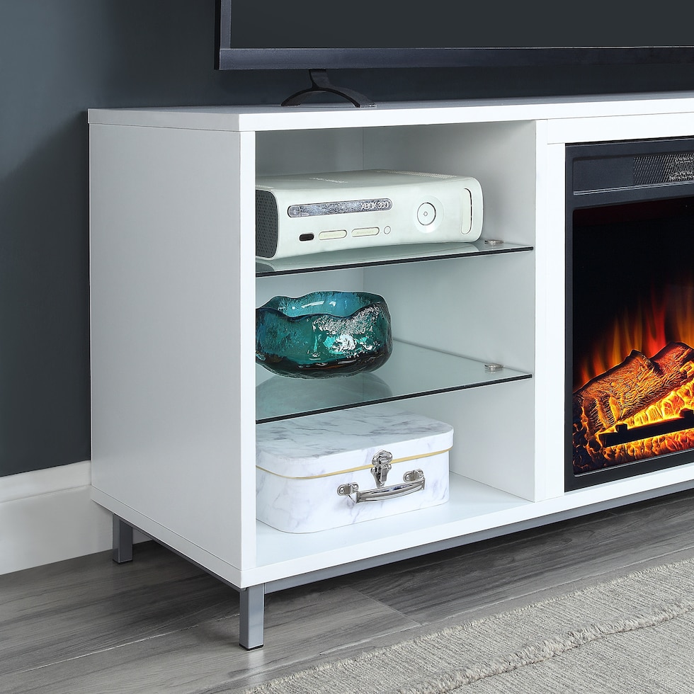 mallorie white fireplace tv stand   