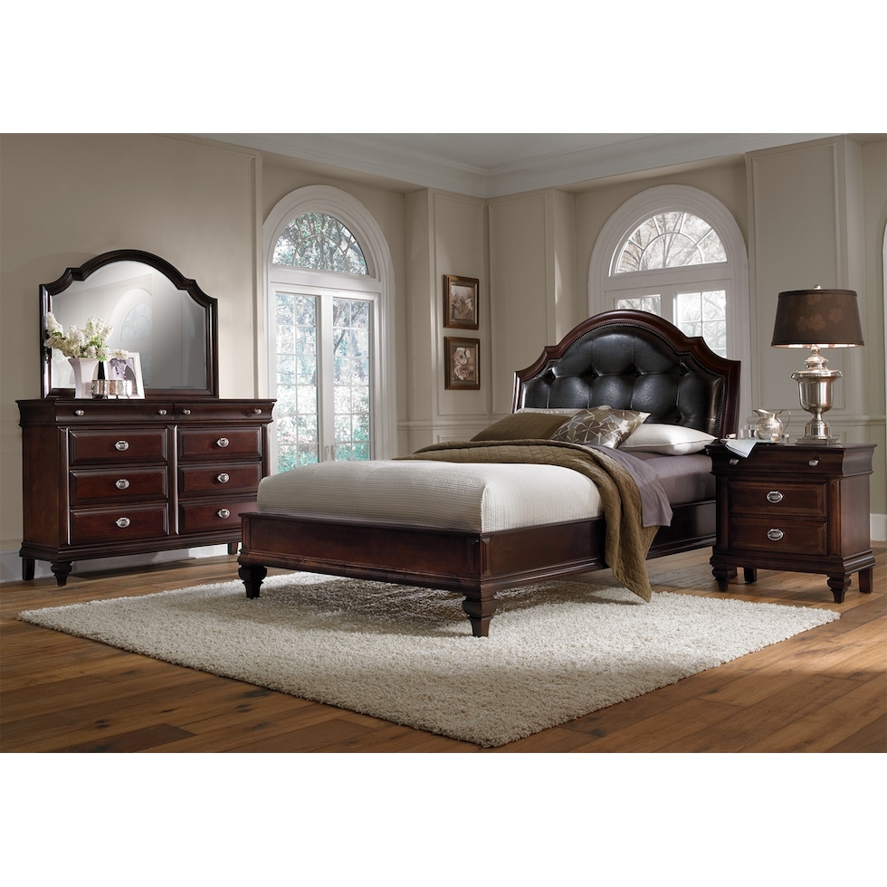 manhattan dark brown  pc queen bedroom   