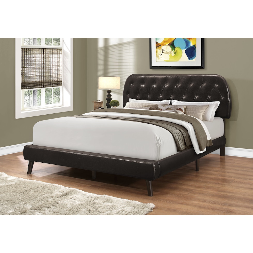 mannie dark brown queen bed   