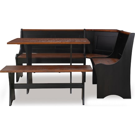 Manny Dining Table, Banquette and Bench - Black/Brown