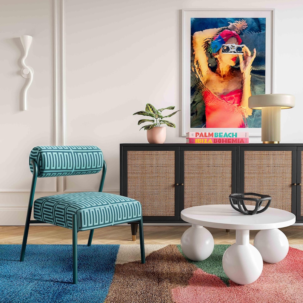 manolo green teal accent chair   