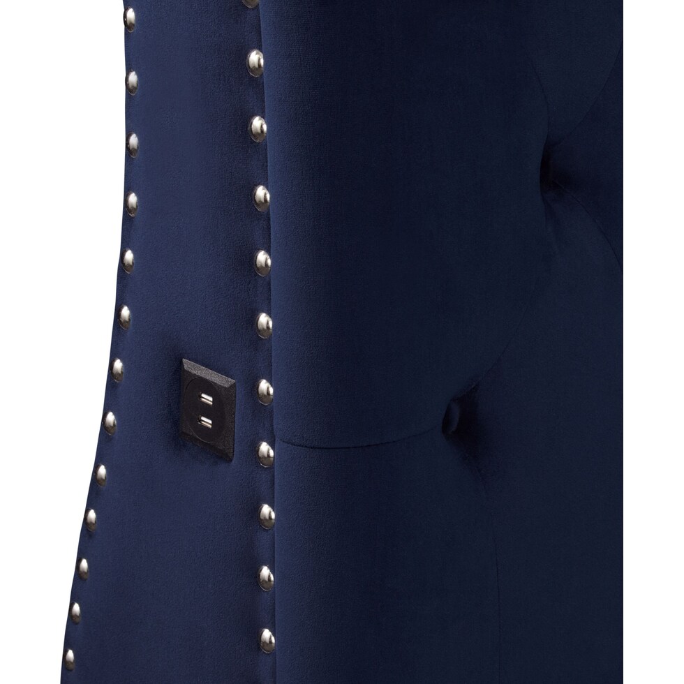marcella blue queen upholstered bed   
