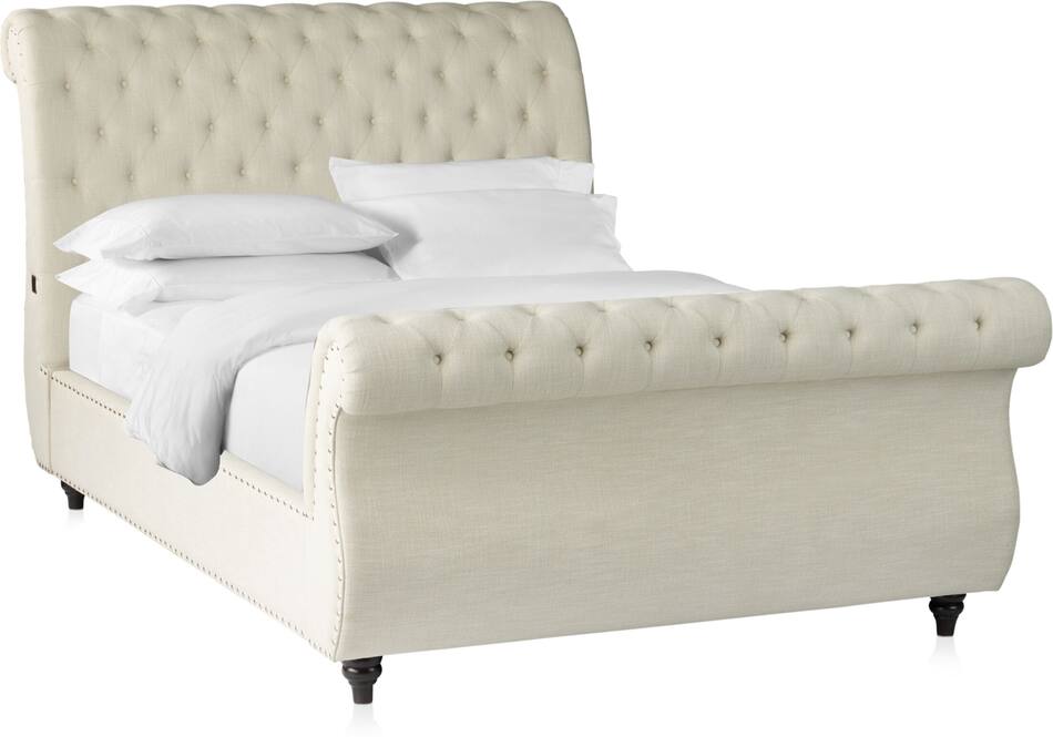 Marcella King Upholstered Bed Natural Value City Furniture