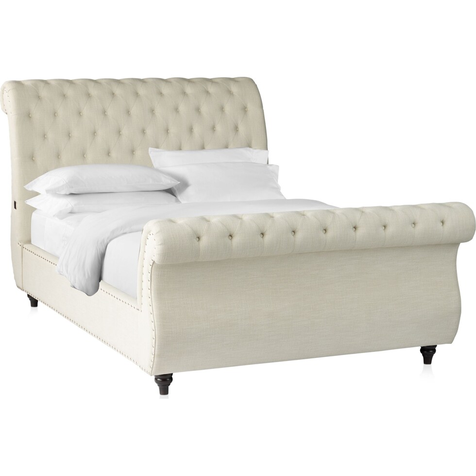 marcella light brown queen upholstered bed   