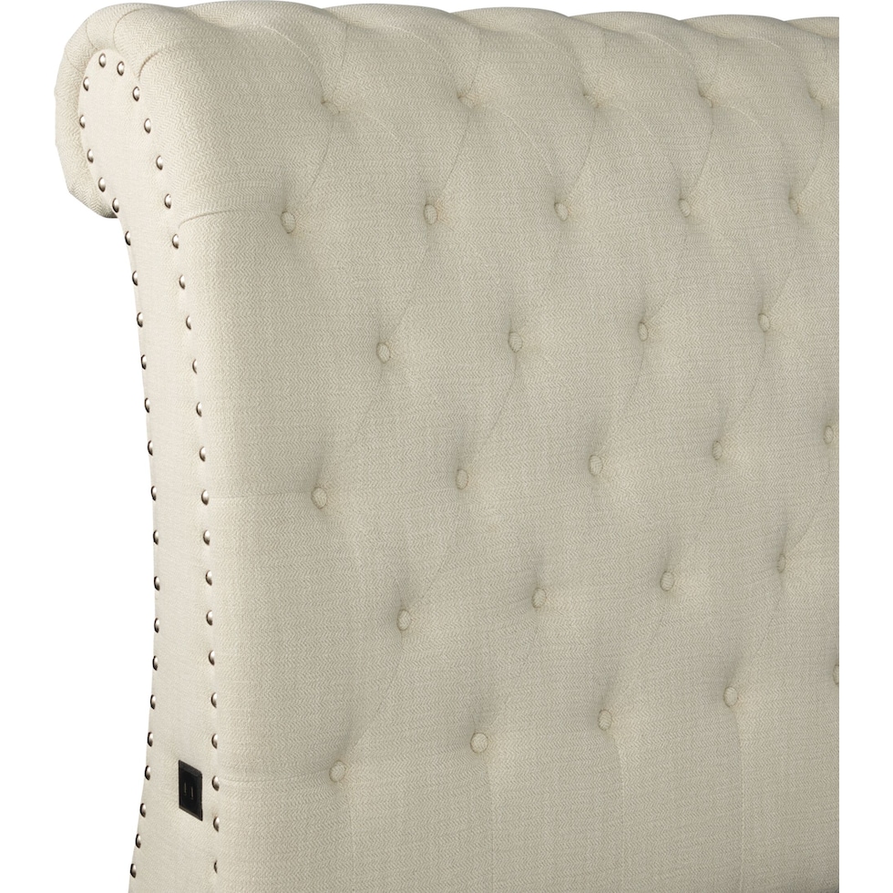 marcella light brown queen upholstered bed   