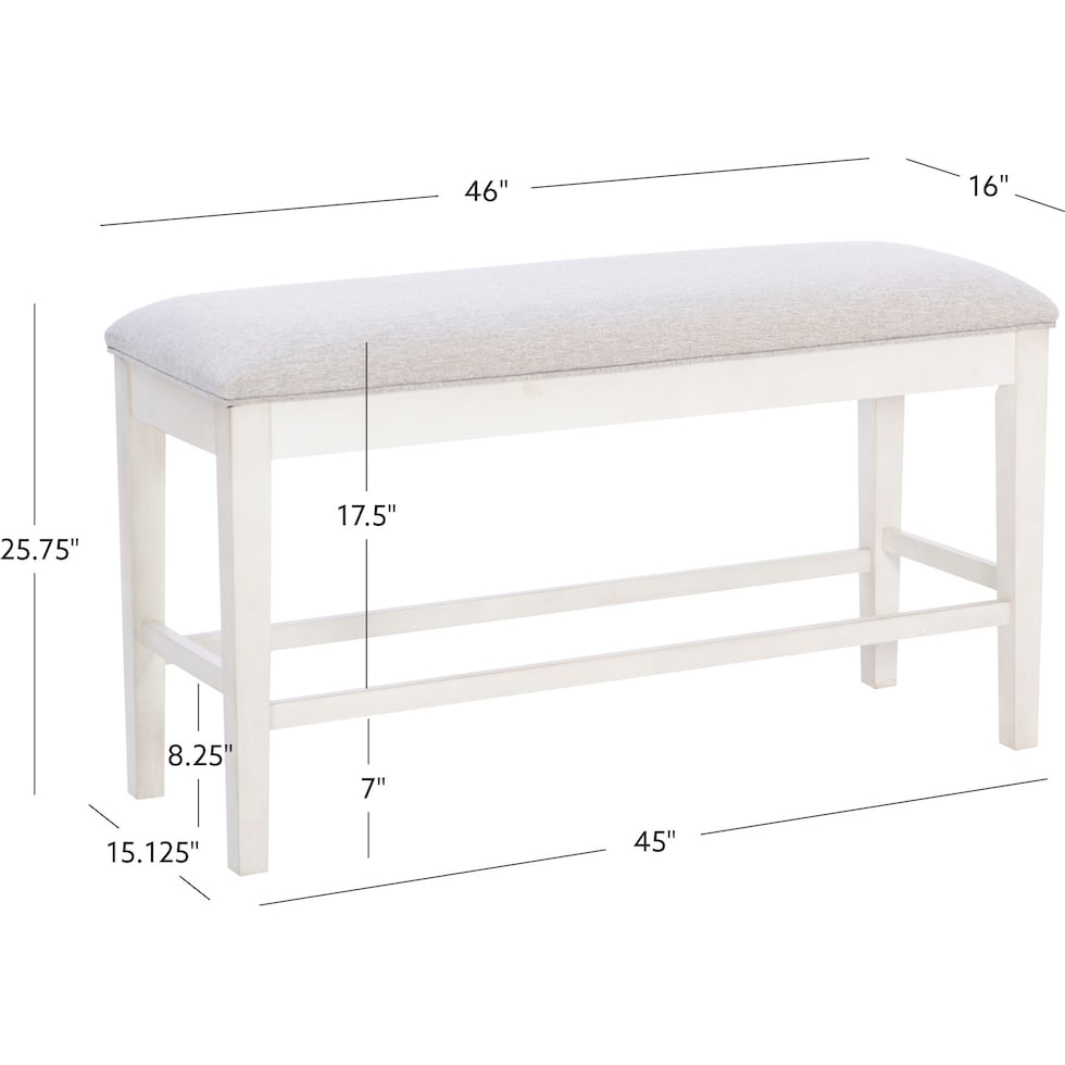 marcum white counter height bench   