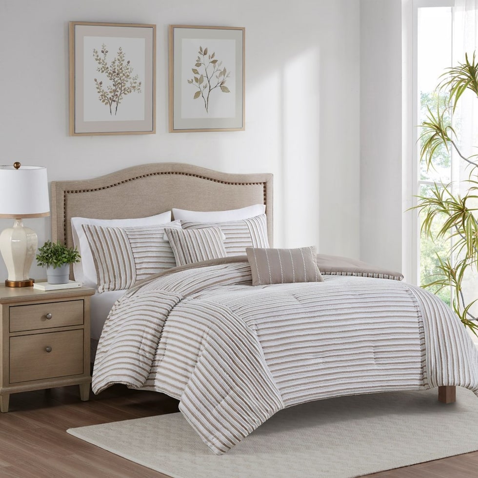 mariana light brown full queen bedding set   