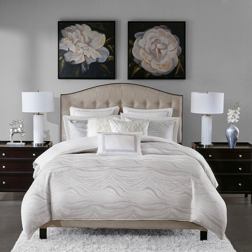 marie white queen bedding set   