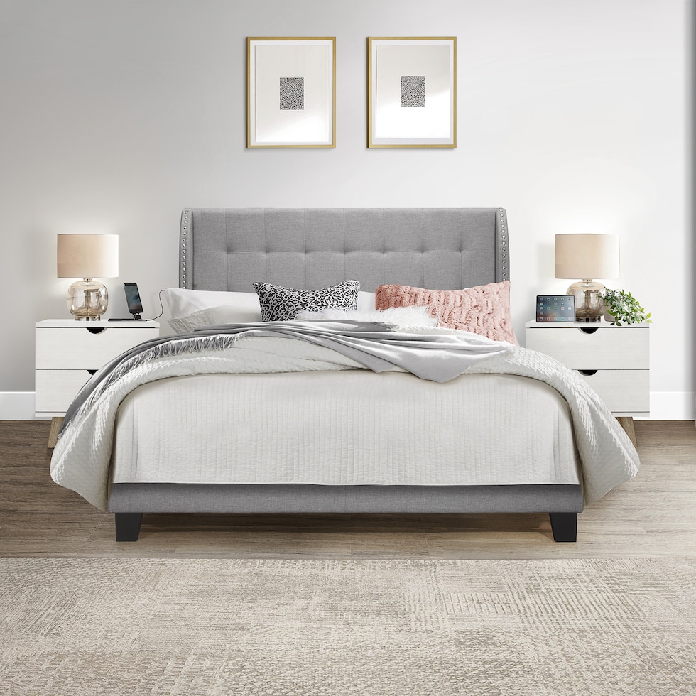 marietta gray queen bed   