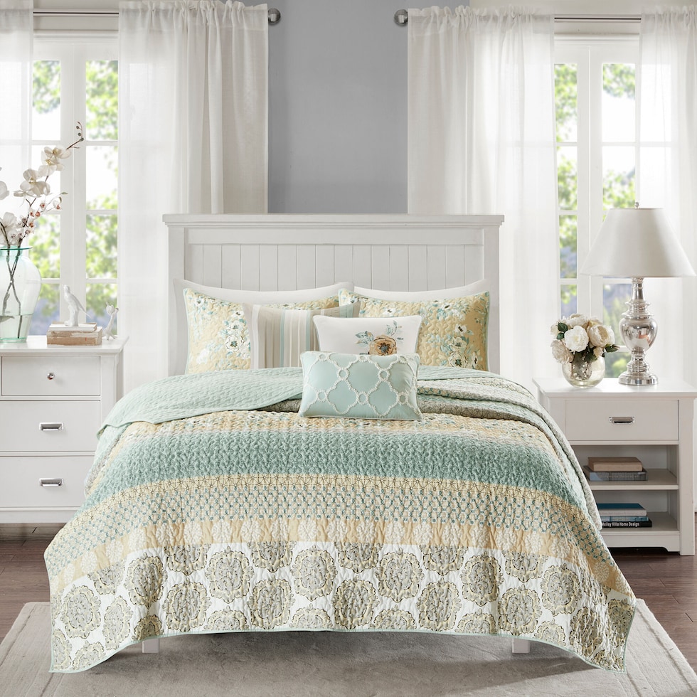 marilla green full queen bedding set   