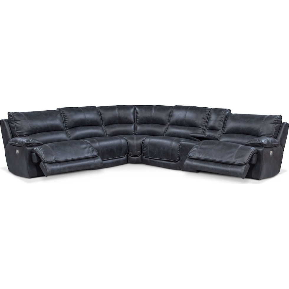 mario power blue power reclining sectional   