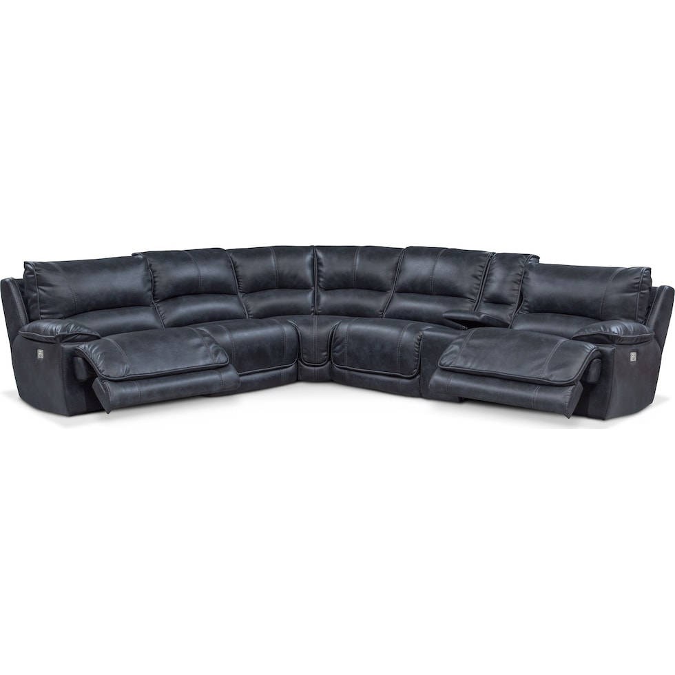 mario power blue power reclining sectional   