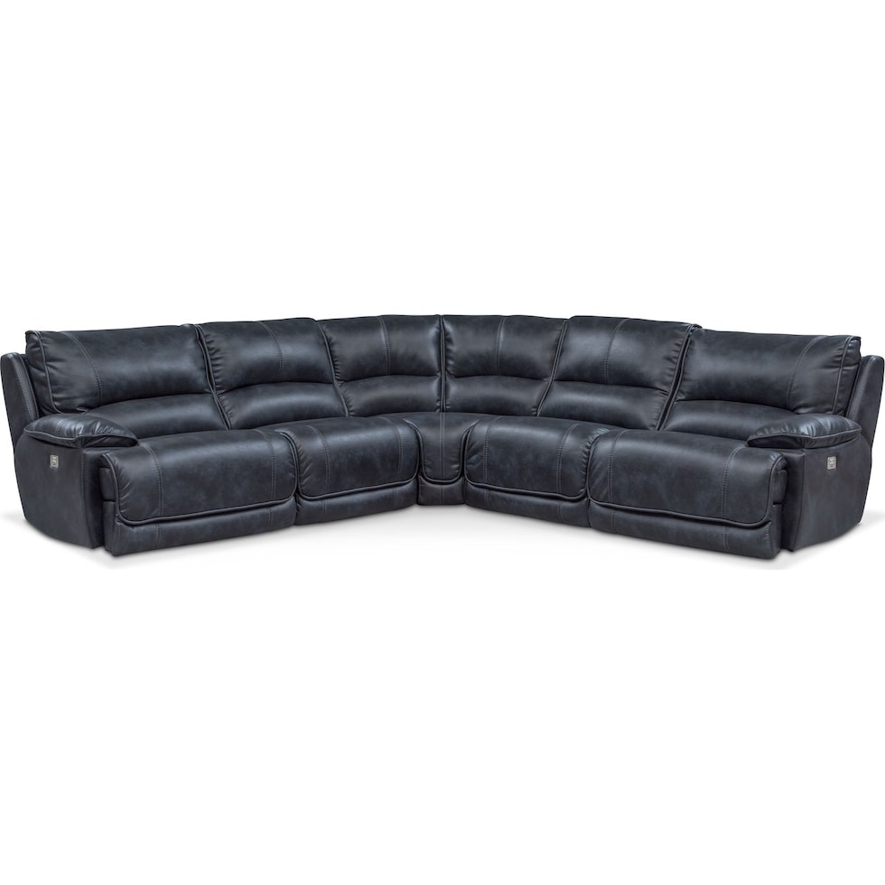 mario power blue power reclining sectional   