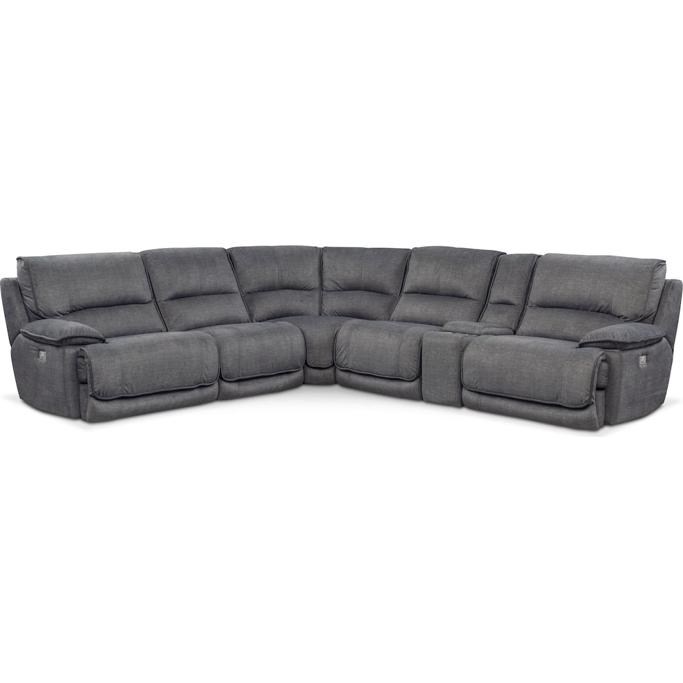 mario power gray power reclining sectional   