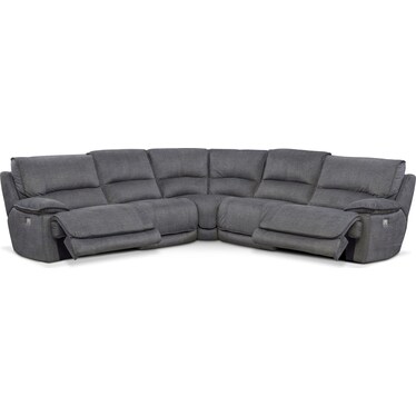 Mario 5-Piece Dual-Power Reclining Sectional with 2 Reclining Seats - Charcoal