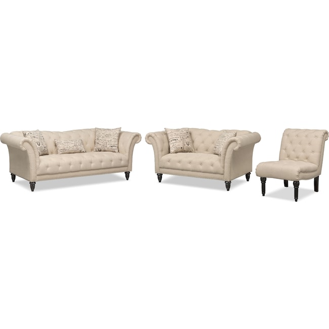 Living Room Furniture - Marisol Sofa, Loveseat and Chair
