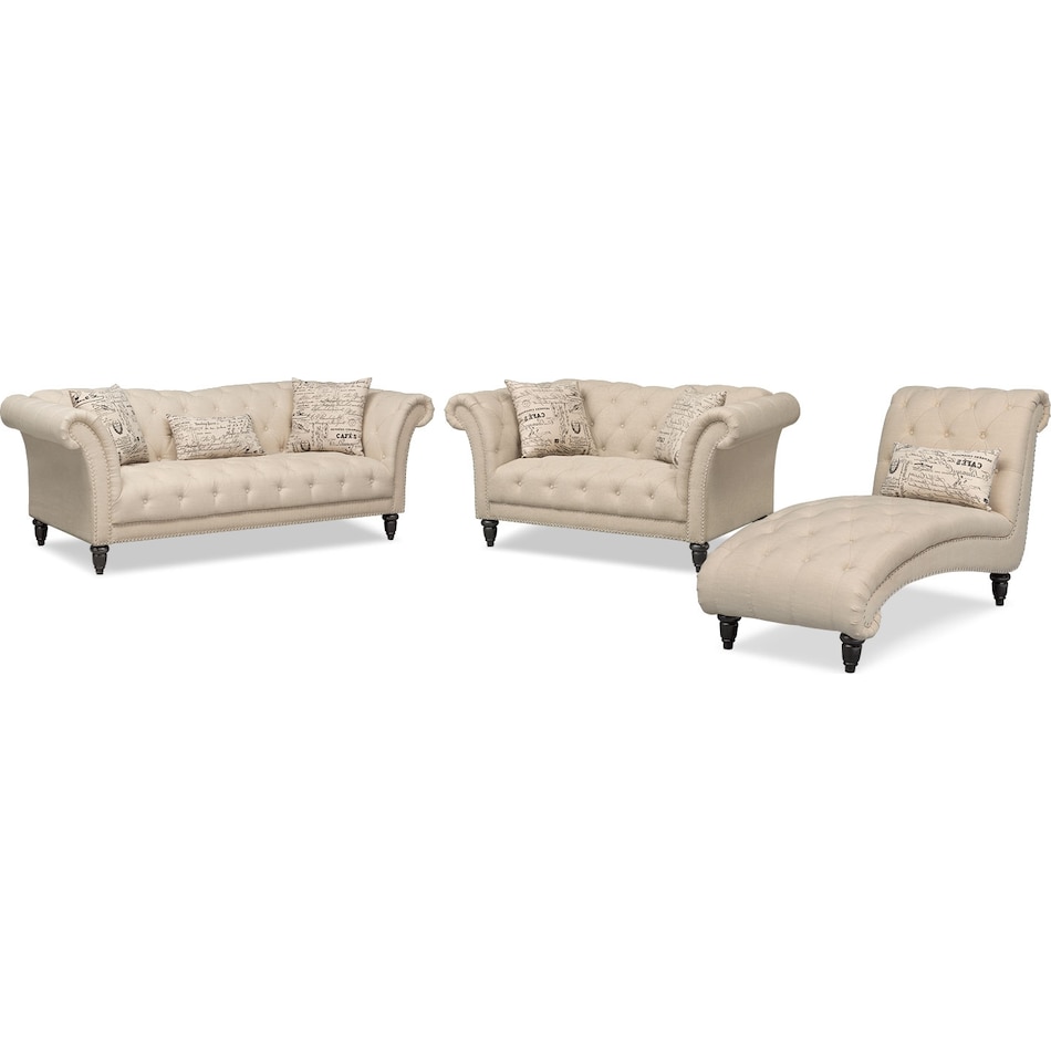 Marisol Sofa, Loveseat and Chaise Beige Value City Furniture