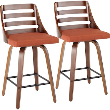 Marla Set of 2 Counter-Height Stools - Orange