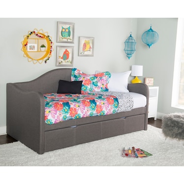 Marnie Twin Upholstered Trundle Daybed - Gray