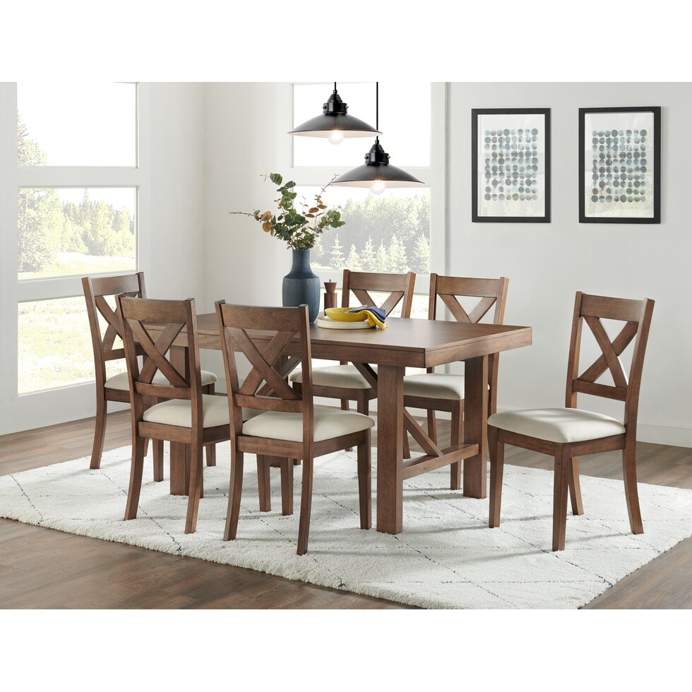 martha light brown dining table   