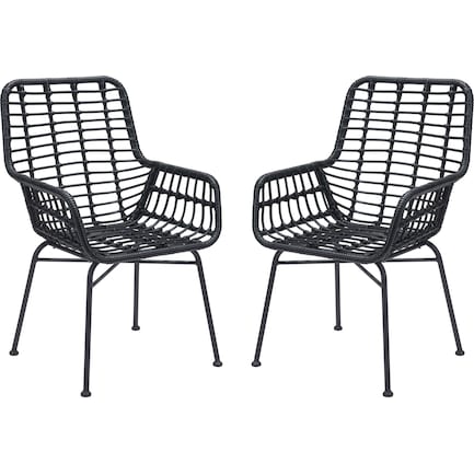 Maui Outdoor Set of 2 Dining Armchairs - Black