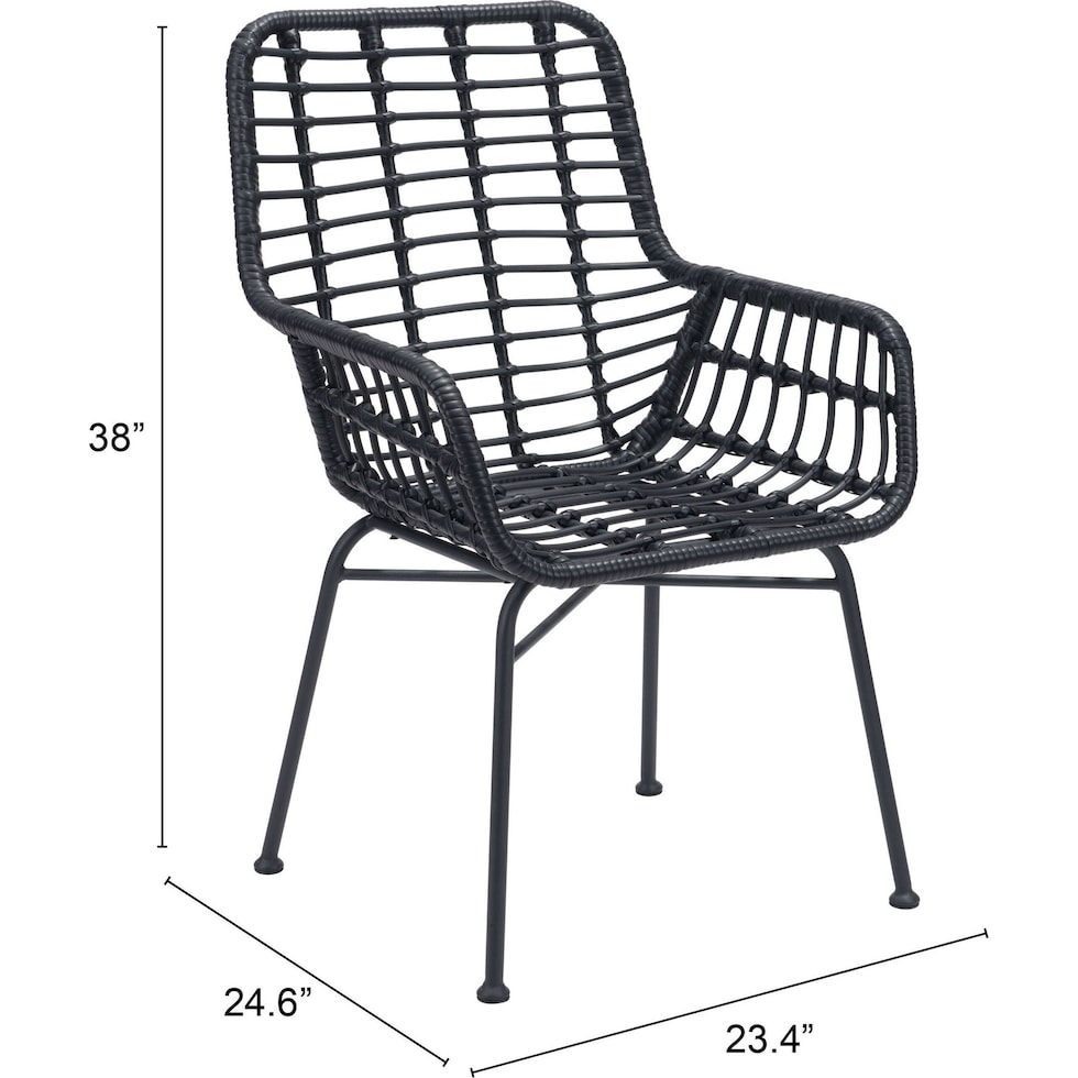 maui black outdoor chair   