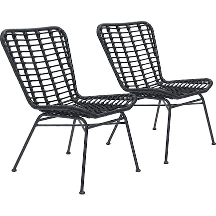 Maui Outdoor Set of 2 Dining Chairs - Black