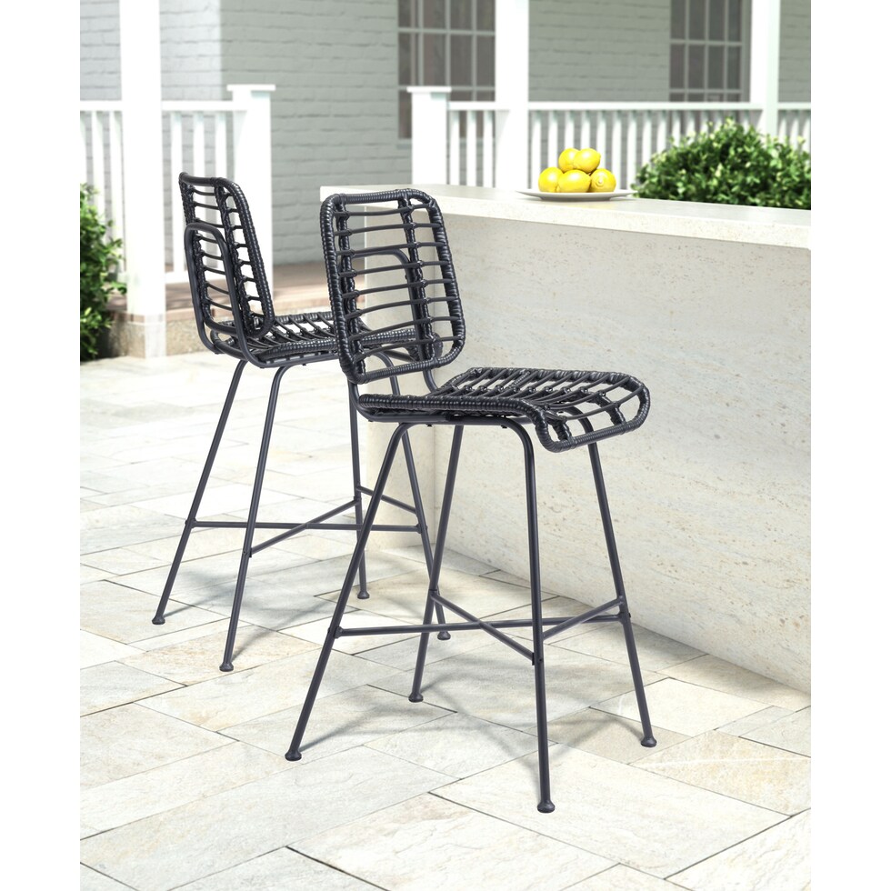 maui black outdoor stool   