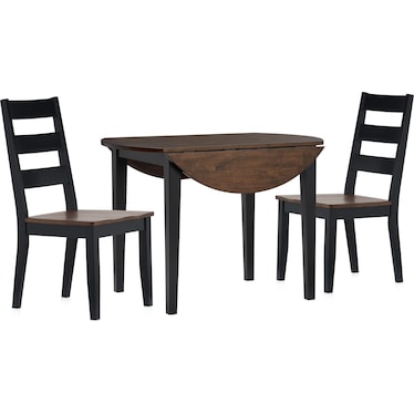 Maxwell Drop-Leaf Dining Table and 2 Chairs - Black